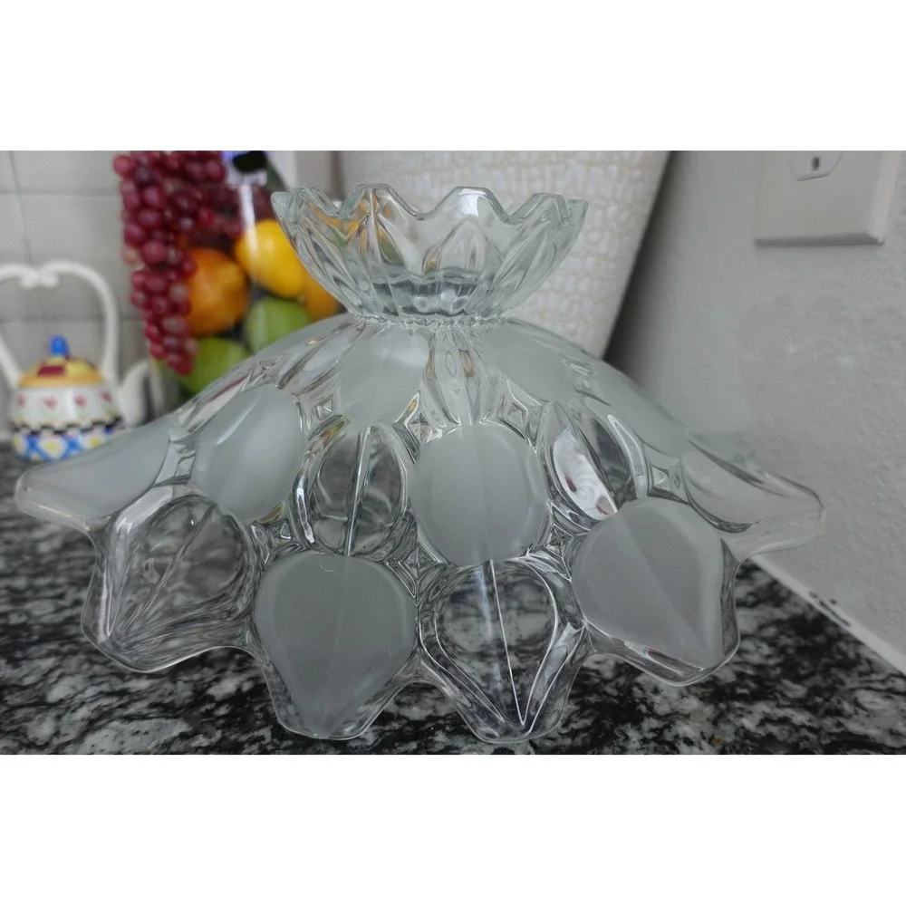 Crystal clear industries Moravia pattern press glass footed centerpiece‎ bowl